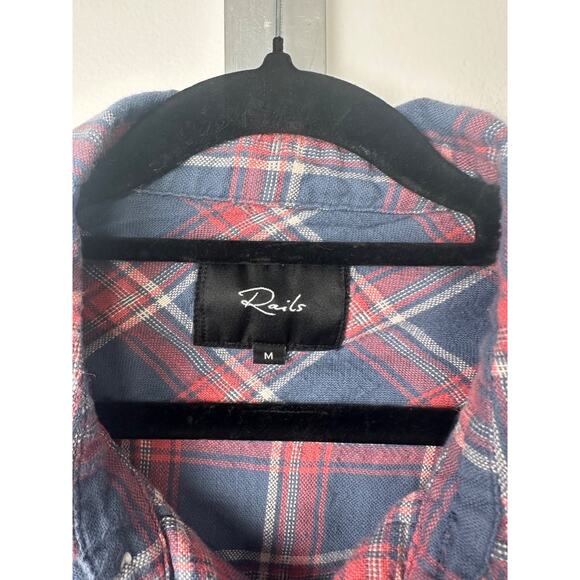 Rails M Wyatt faded blue Red Cream plaid button down soft cotton shirt LS C28 - Picture 2 of 6
